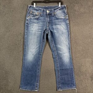 True Religion Jeans Mens 32x29 Blue Ricky Straight Fit Medium Wash Denim USA